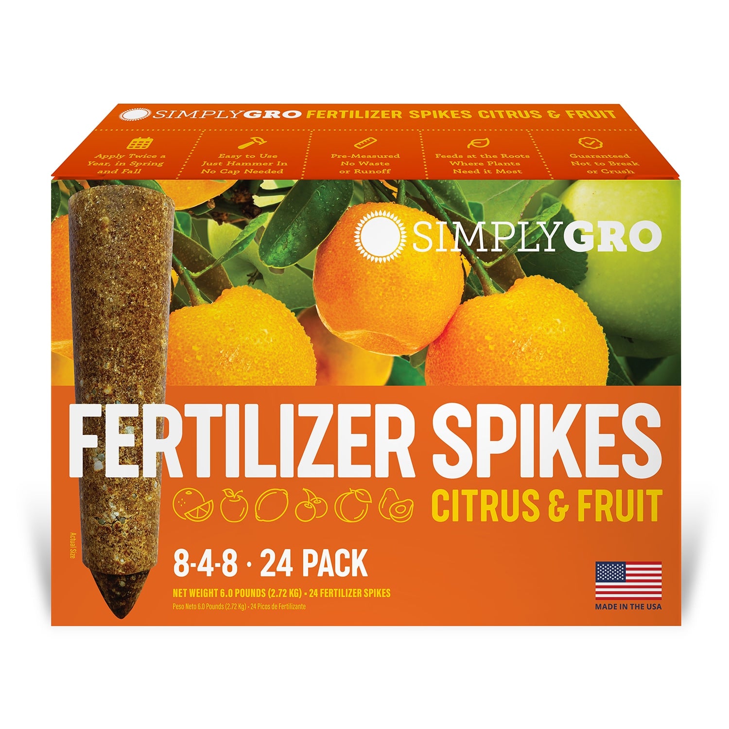 Front View of SimplyGro Spikes Fertilizer Box