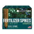 Box of SimplyGro Fertilizer Spikes Evergreen on a white background