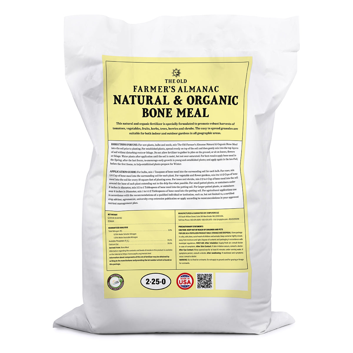 The Old Farmer's Almanac Natural & Organic Bone Meal Plant Food 2-25-0