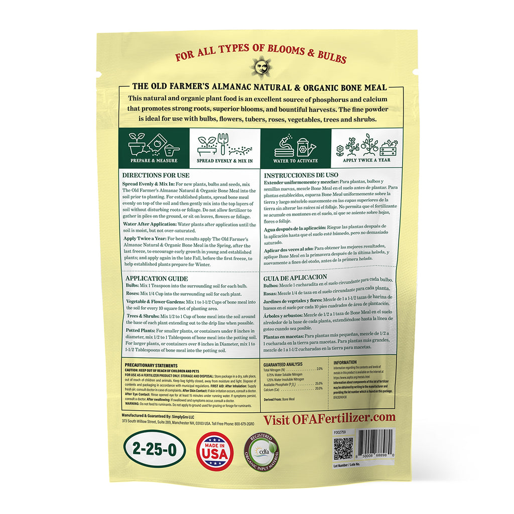The Old Farmer's Almanac Natural & Organic Bone Meal Plant Food 2-25-0