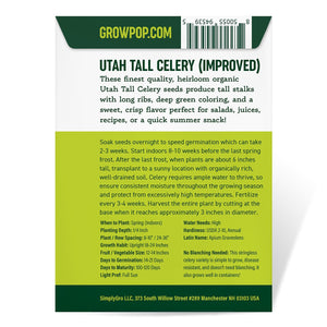 Purely Organic Utah Tall Celery Seeds - USDA Organic, Non-GMO, Open Pollinated, Heirloom, USA Origin, Vegetable Seeds