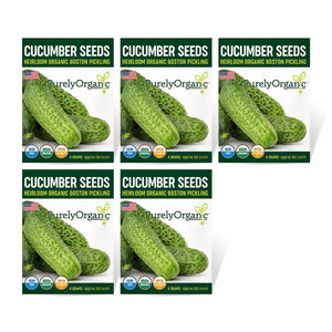 Purely Organic Boston Pickling Cucumber Seeds - USDA Organic, Non-GMO, Open Pollinated, Heirloom, USA Origin, Vegetable Seeds