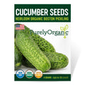 Package of Purely Organic Cucumber Seeds with images of cucumbers on a white background