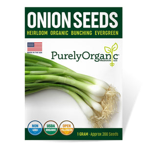 Purely Organic Bunching Evergreen Onion Seeds - USDA Organic, Non-GMO, Open Pollinated, Heirloom, USA Origin, Vegetable Seeds