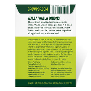 Purely Organic Walla Walla Onion Seeds - USDA Organic, Non-GMO, Open Pollinated, Heirloom, USA Origin, Vegetable Seeds