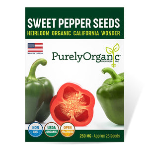 Purely Organic California Wonder Sweet Pepper Seeds - USDA Organic, Non-GMO, Open Pollinated, Heirloom, USA Origin, Vegetable Seeds