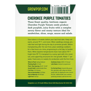 Purely Organic Cherokee Purple Tomato Seeds - USDA Organic, Non-GMO, Open Pollinated, Heirloom, Vegetable Seeds