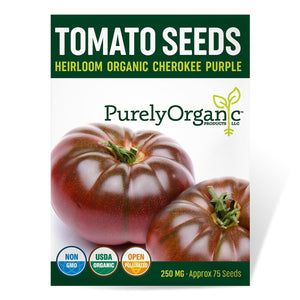 Purely Organic Cherokee Purple Tomato Seeds - USDA Organic, Non-GMO, Open Pollinated, Heirloom, Vegetable Seeds