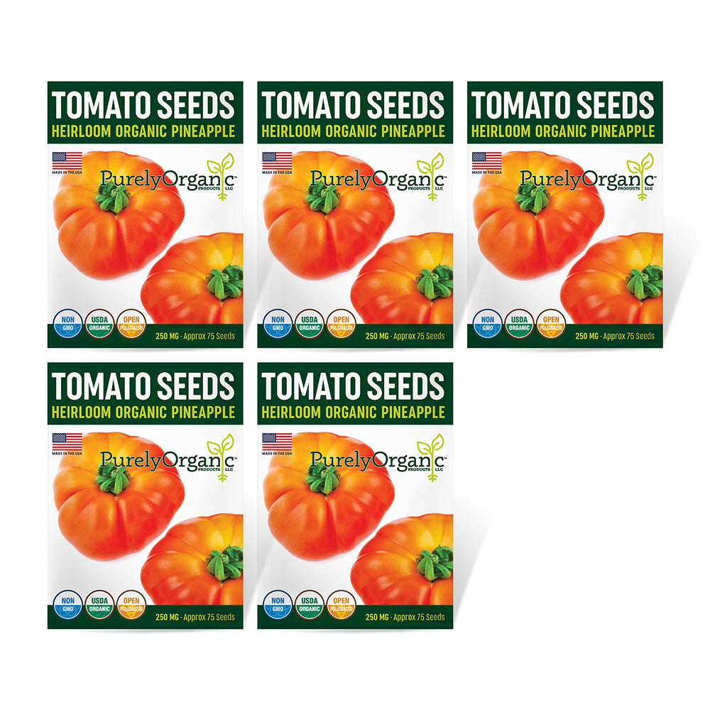 Purely Organic Pineapple Tomato Seeds - USDA Organic, Non-GMO, Open Pollinated, Heirloom, USA Origin, Vegetable Seeds