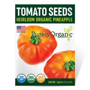 Purely Organic Pineapple Tomato Seeds - USDA Organic, Non-GMO, Open Pollinated, Heirloom, USA Origin, Vegetable Seeds