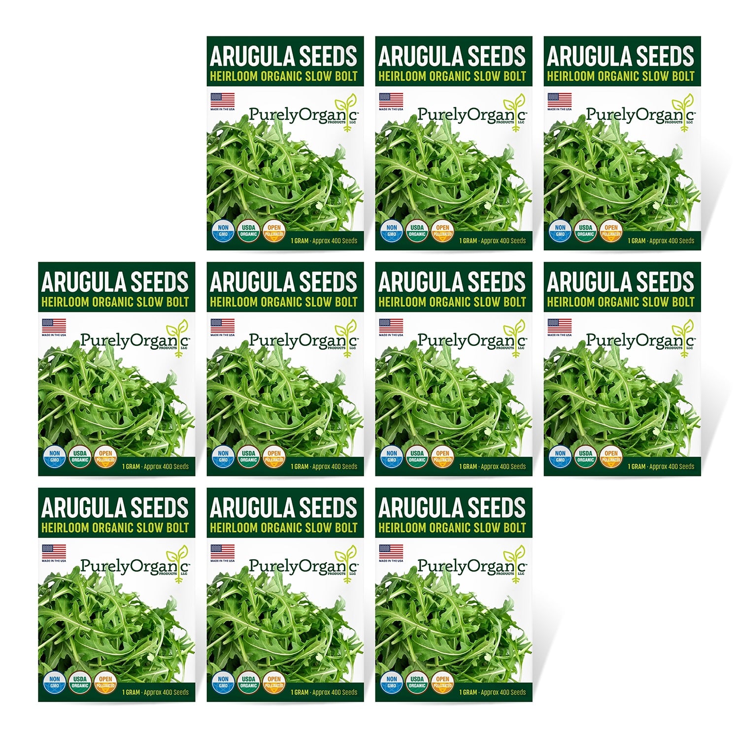 10 Pack of Purely Organic Products Arugula
