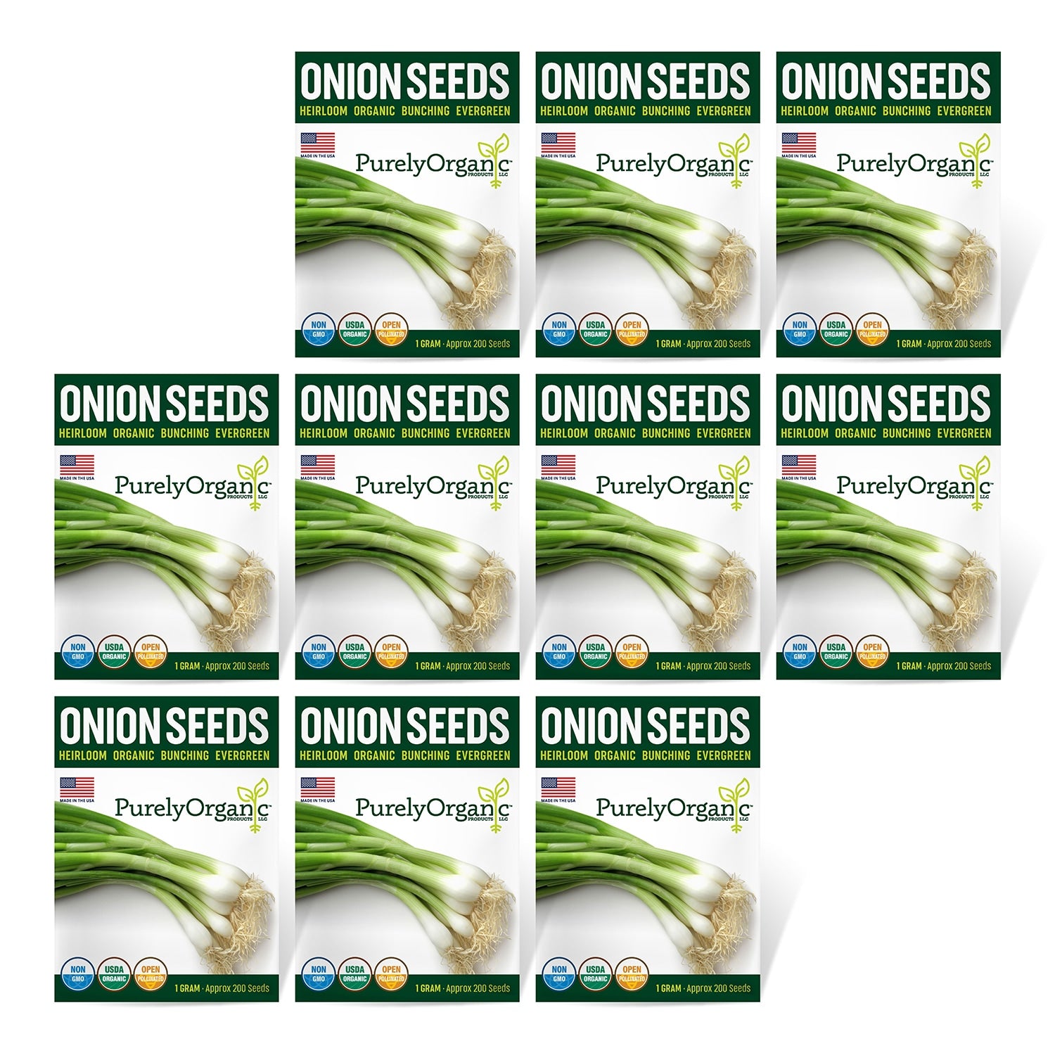 10 Pack of Purely Organic Products Bunching Evergreen Onions