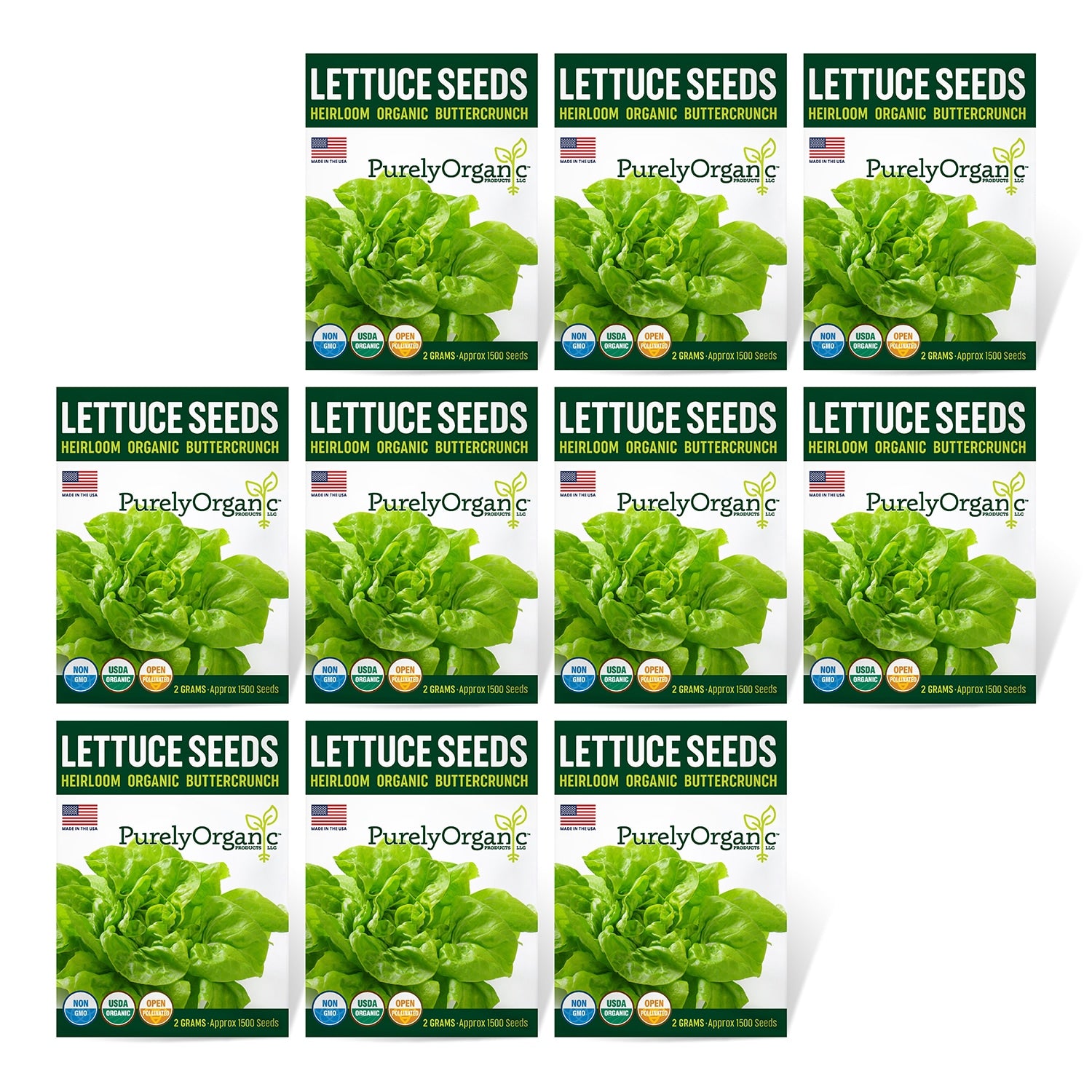 10 Pack of Purely Organic Products Lettuce