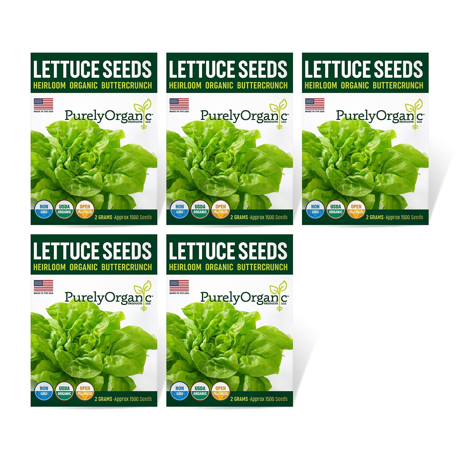 5 Pack of Purely Organic Products Lettuce 