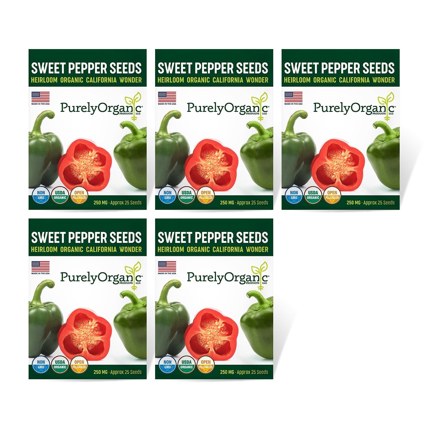 5 Pack of Purely Organic Products Sweet Pepper