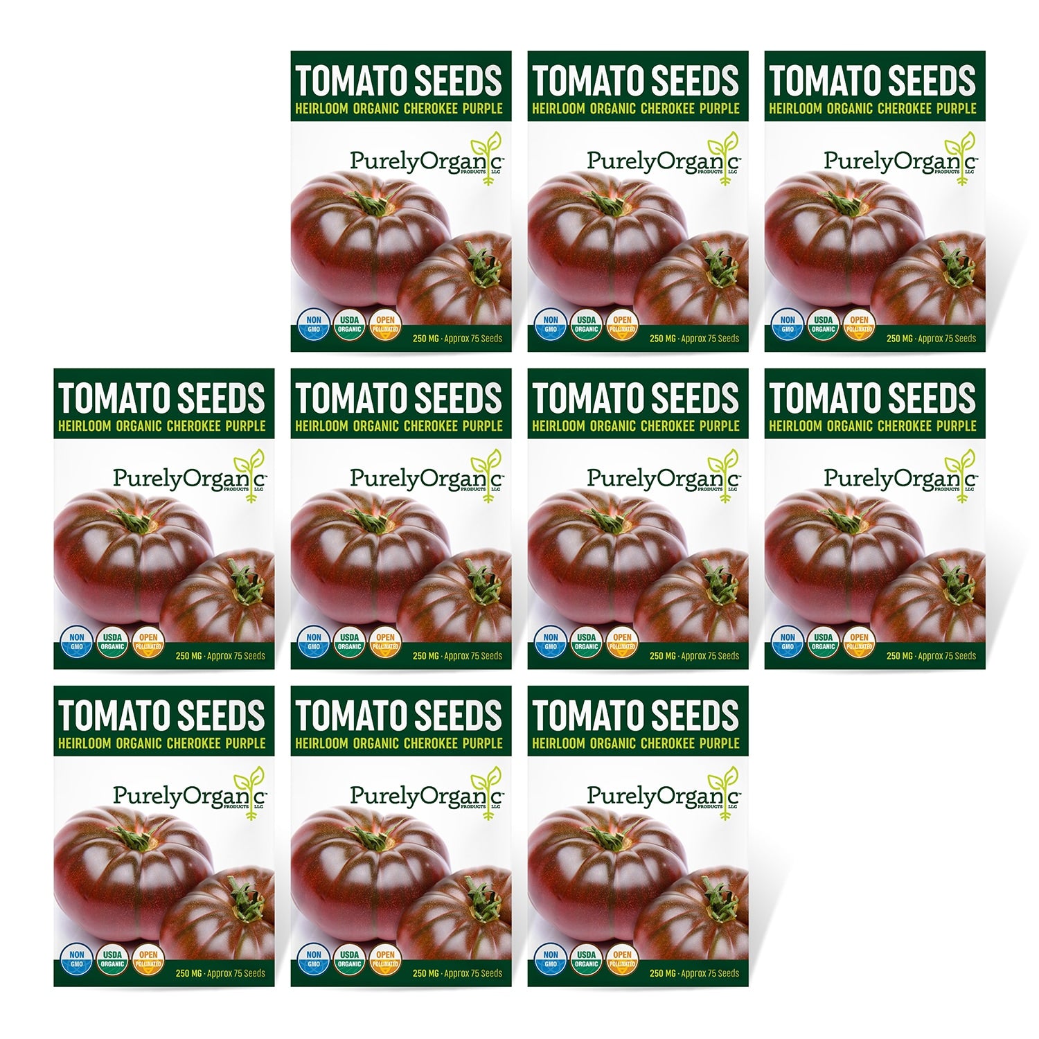 10 Packets of USDA Organic Cherokee Purple Tomato Seeds