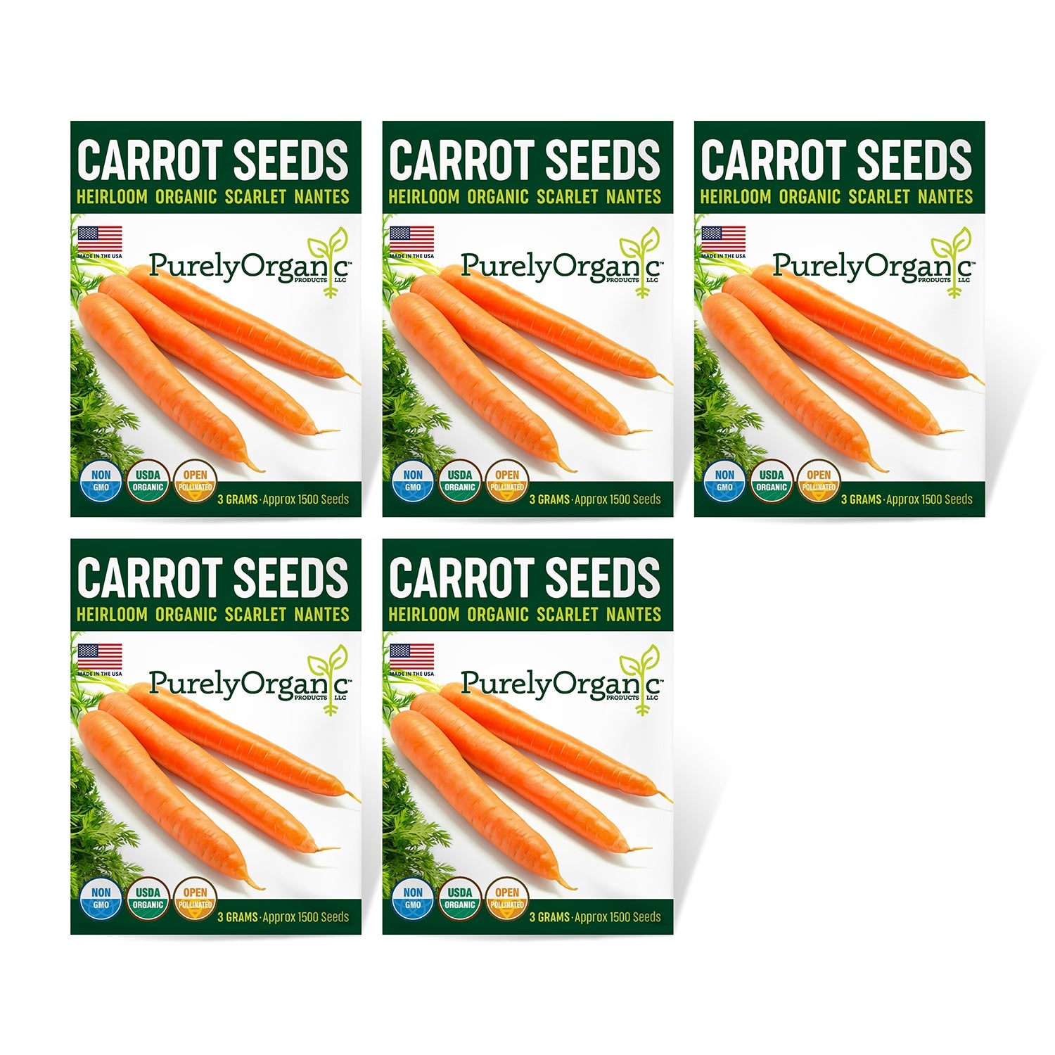 5 Pack of Purely Organic Products Carrots
