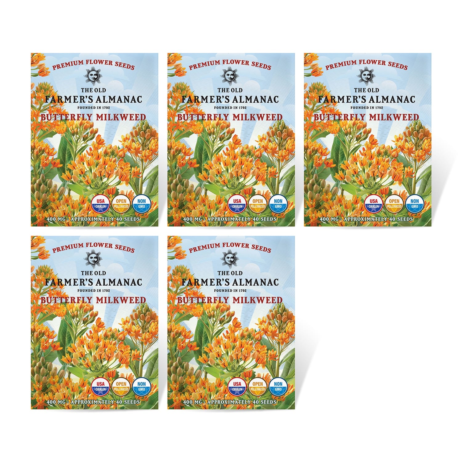 5 Pack The Old Farmer's Almanac Butterfly Milkweed
