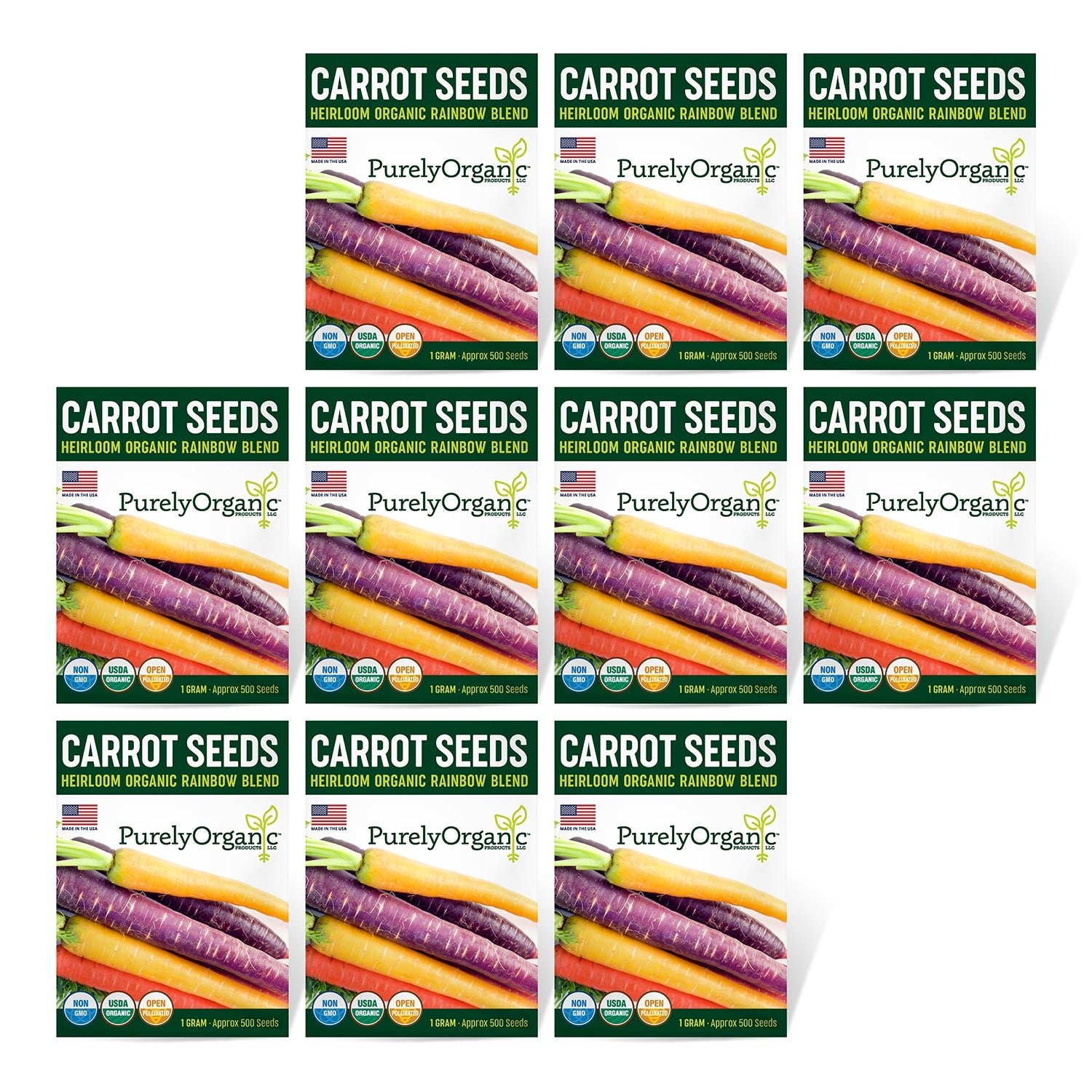 Purely Organic Rainbow Blend Carrot Seeds - USDA Organic