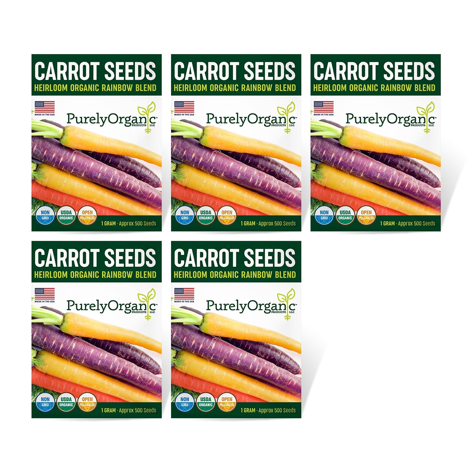 5 Pack of Purely Organic Products 
Rainbow Carrots