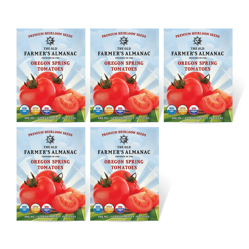 The Old Farmer's Almanac Heirloom Oregon Spring Tomato Seeds - Premium Non-GMO, Open Pollinated, Vegetable Seeds