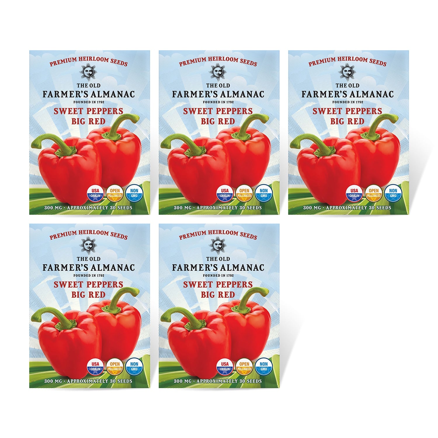 5 Pack of The Old Farmer's Almanac  Sweet Peppers 