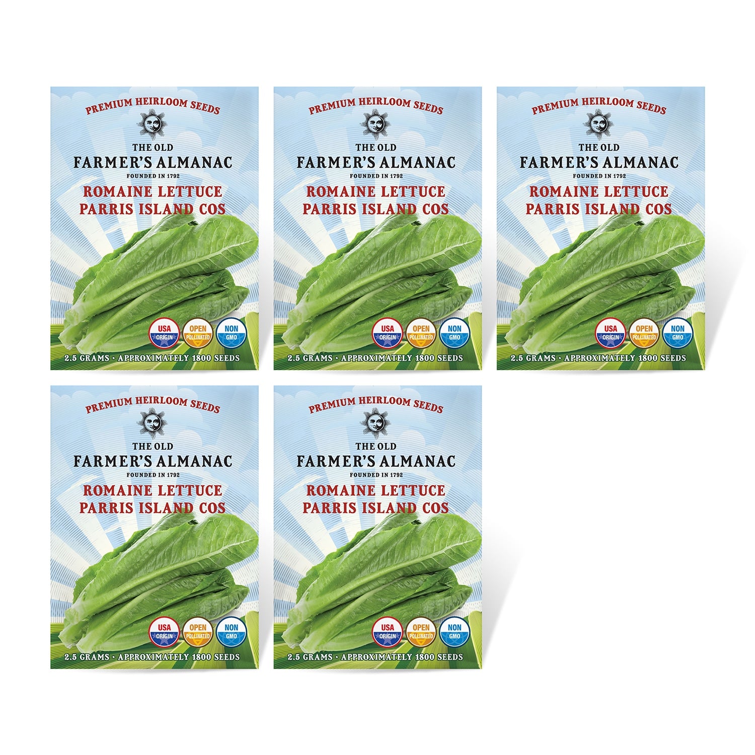 5 Pack of The Old Farmer's Almanac  Romaine Lettuce