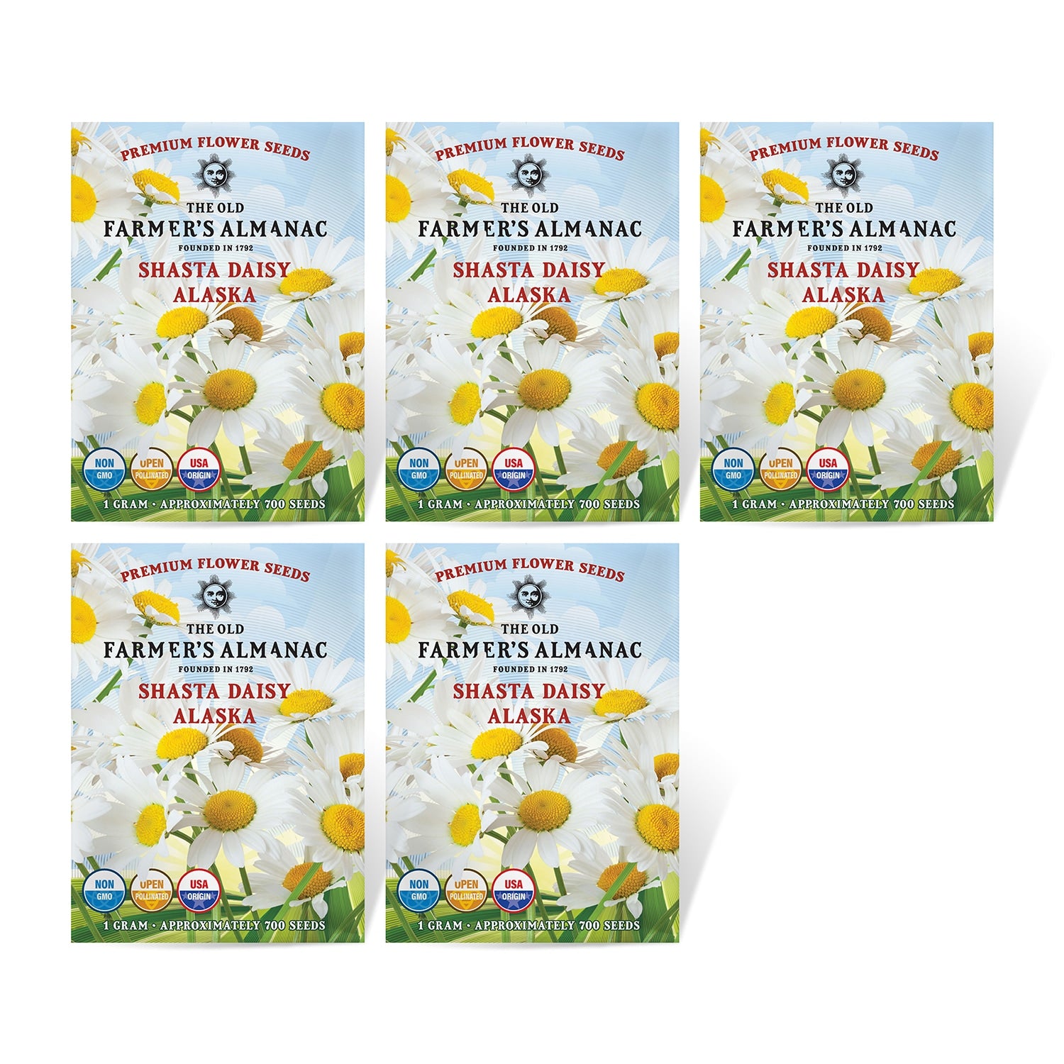5 Pack of The Old Farmer's Almanac  Shasta Alaska Daisy