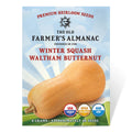 Seed packet for Waltham Butternut winter squash from The Old Farmer's Almanac