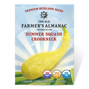 The Old Farmer's Almanac Heirloom Yellow Crookneck Summer Squash Seeds - Premium Non-GMO, Open Pollinated, Vegetable Seeds