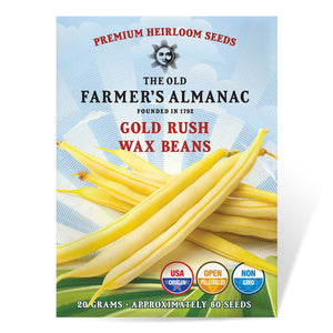 The Old Farmer's Almanac Heirloom Gold Rush Wax Bean Seeds - Premium Non-GMO, Open Pollinated, Vegetable Seeds