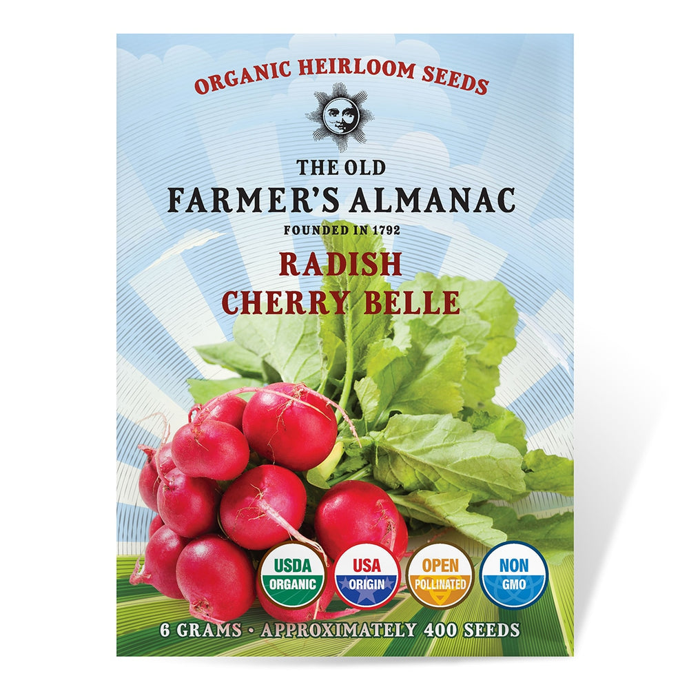 The Old Farmer's Almanac Organic Cherry Belle Radish Seeds - Premium Non-GMO, Open Pollinated, USA Origin, Heirloom, Vegetable Seeds