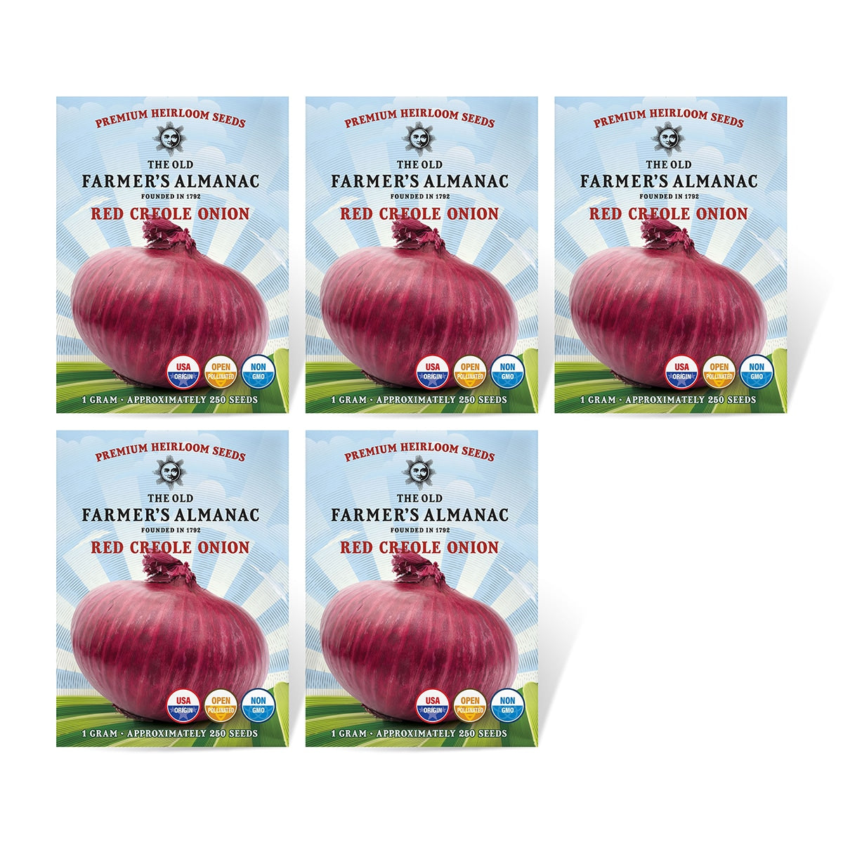 5 Pack of The Old Farmer's Almanac 
Red Creol Onions
