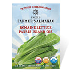 The Old Farmer's Almanac Heirloom Paris Island Cos Romaine Lettuce Seeds - Premium Non-GMO, Open Pollinated, USA Origin, Vegetable Seeds