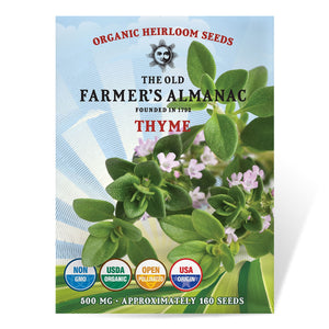 The Old Farmer's Almanac Organic Thyme Seeds - Premium Non-GMO, Open Pollinated, Heirloom, Herb Seeds